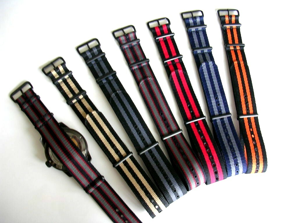 22mm NATO ® strap watch band Nylon PVD Military Sport stitched bonded IW SUISSE