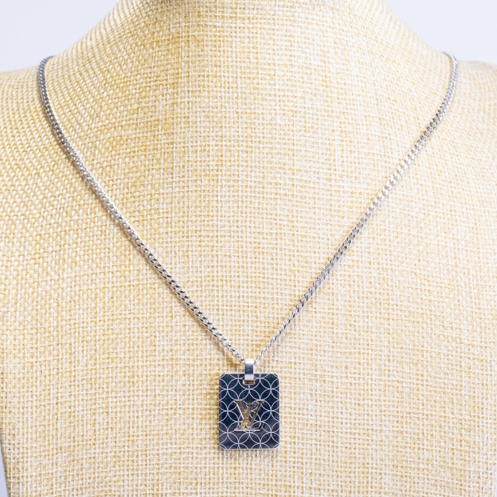 Louis Vuitton LV Champs Elysees PM M65452 Pendant Top Silver Plate Men Auth