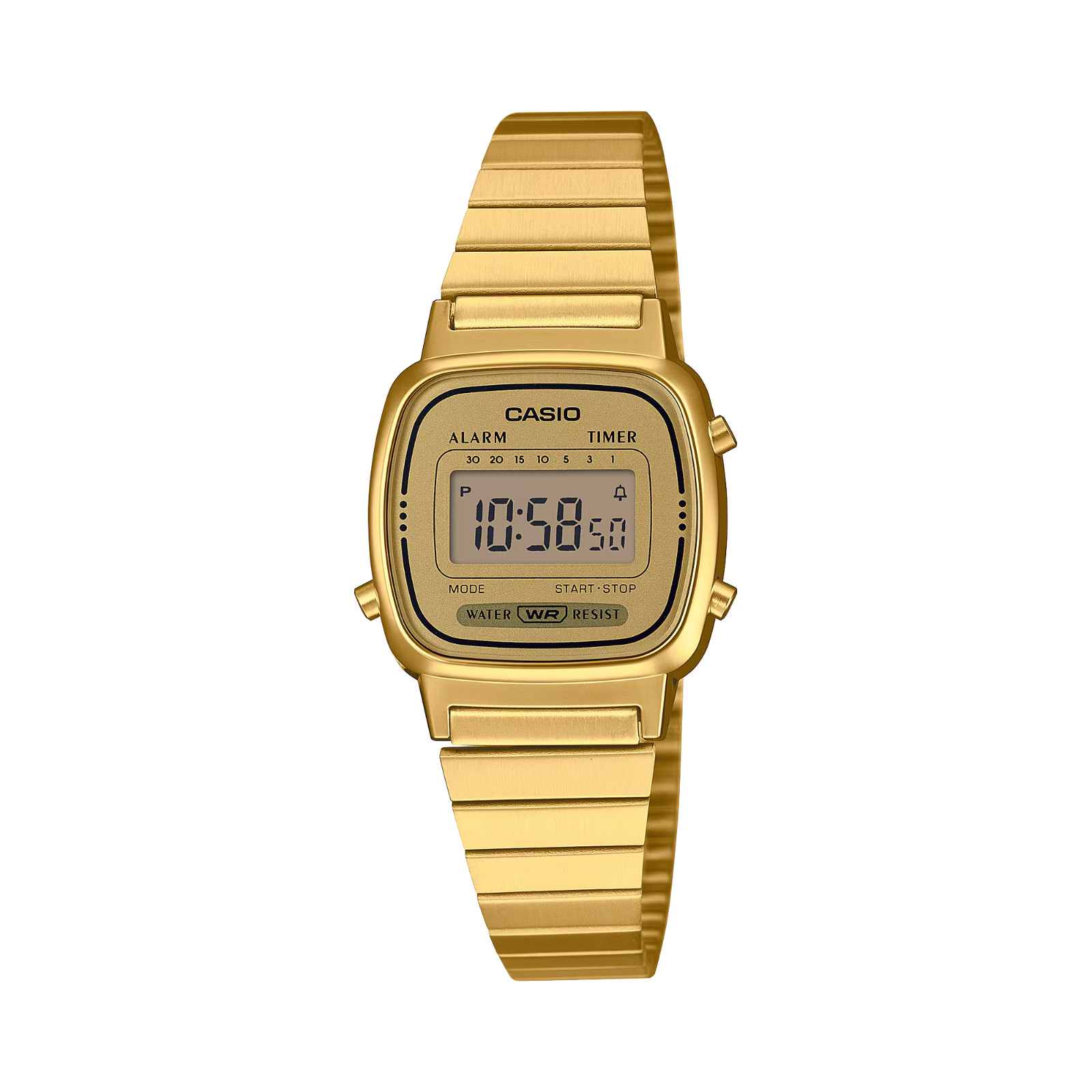 Casio LA670WGA-9. Ladies Digital Goldtone Watch, Chronograph. Alarm, NEW