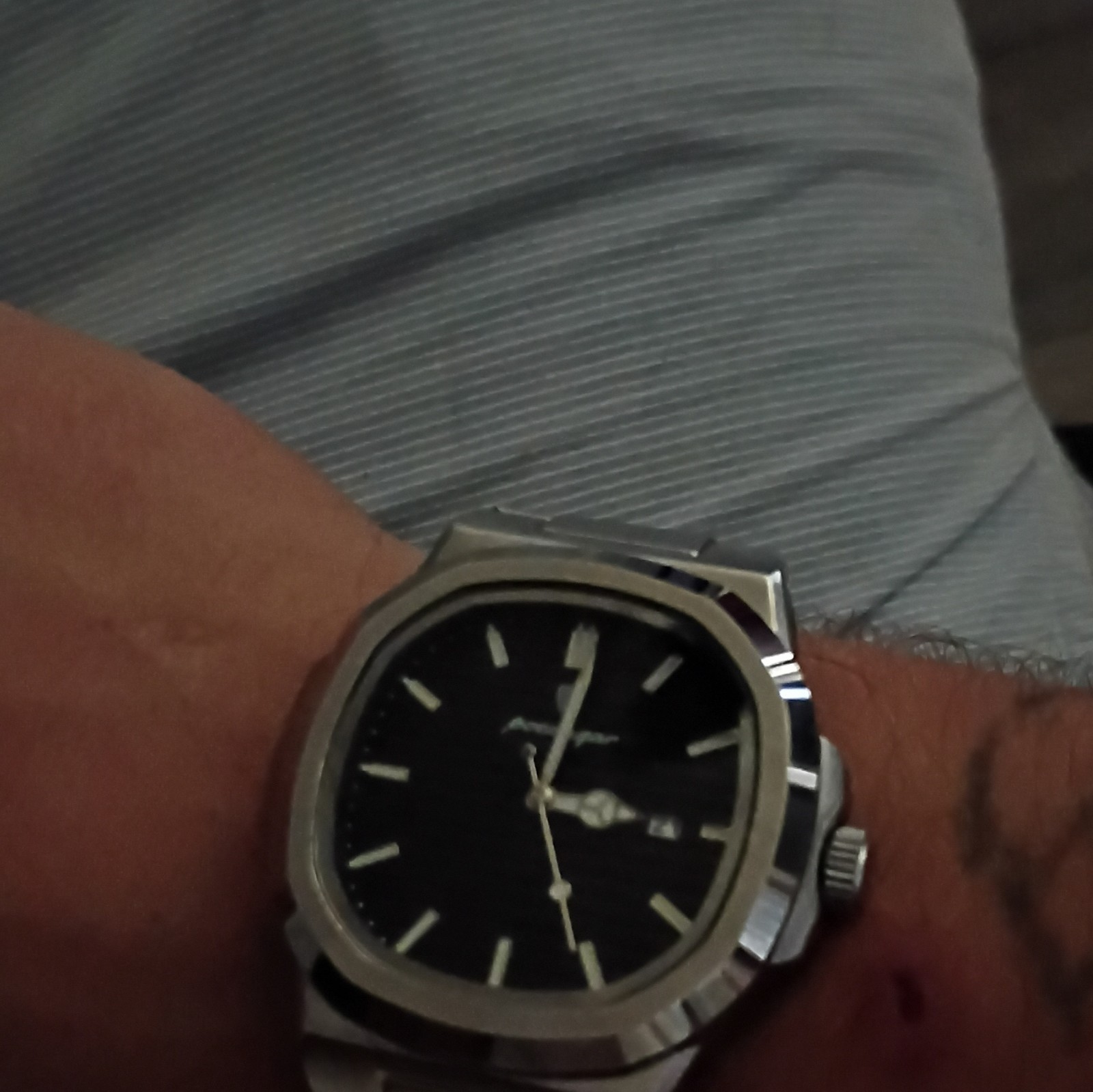 Bulova Jet Star Men’s Black Dial Silver Stainless Steel Quartz Date Watch