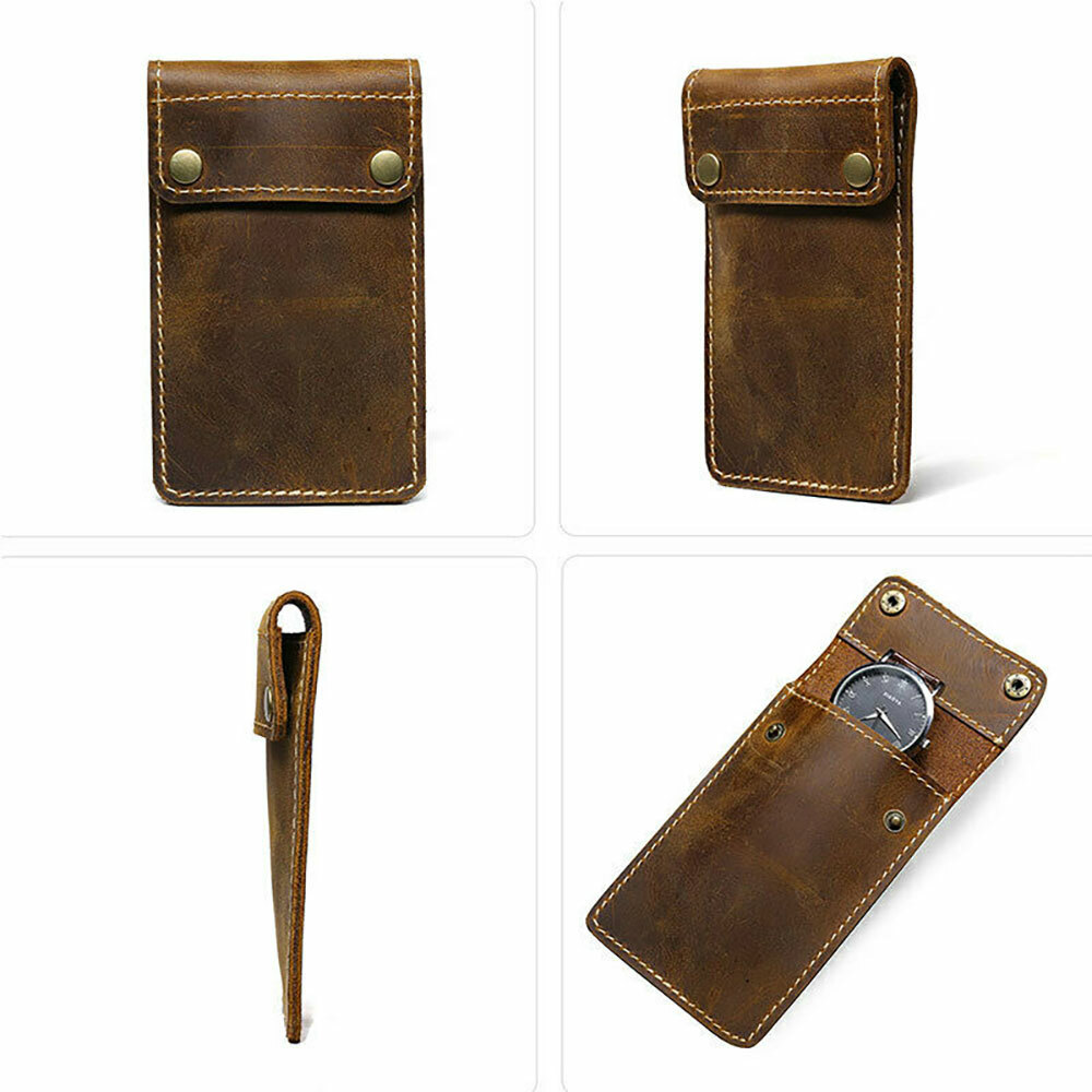 Luxury Genuine Leather Watch Box Portable Storage Bag Travel Slot Pouch Case