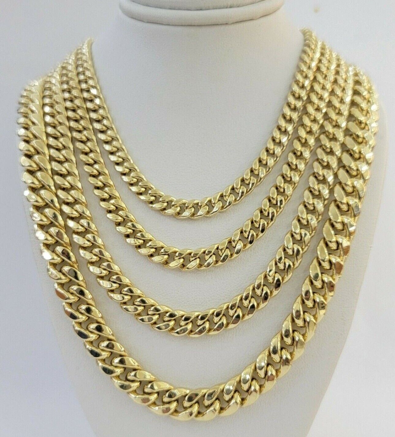 Real 14K Yellow Gold Miami Cuban Link Chain Necklace 6mm–9mm — 8″ to 30″ 14KT