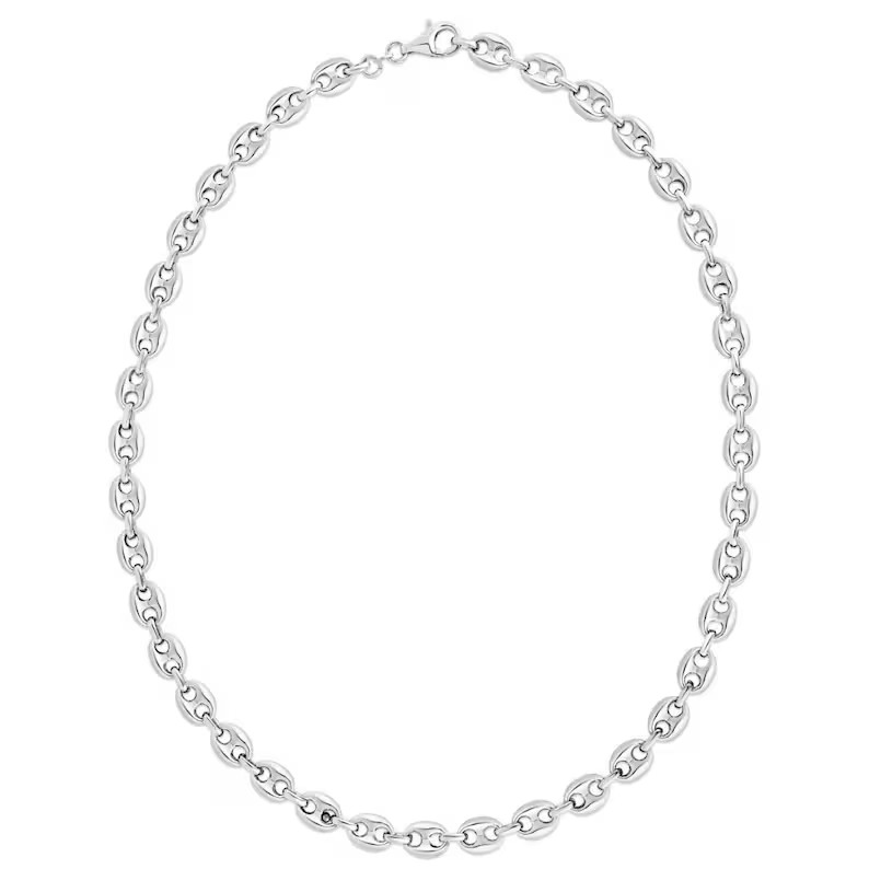 925 Solid Sterling Silver 6MM Puffed Mariner Chain Link Necklace For Women & Men