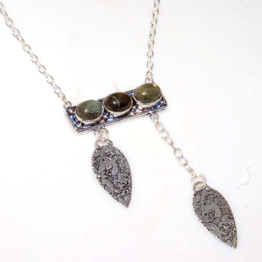 Macrame Thread Exclusive Fiery Labradorite Necklace 16″ Budget Friendly Gift MJ