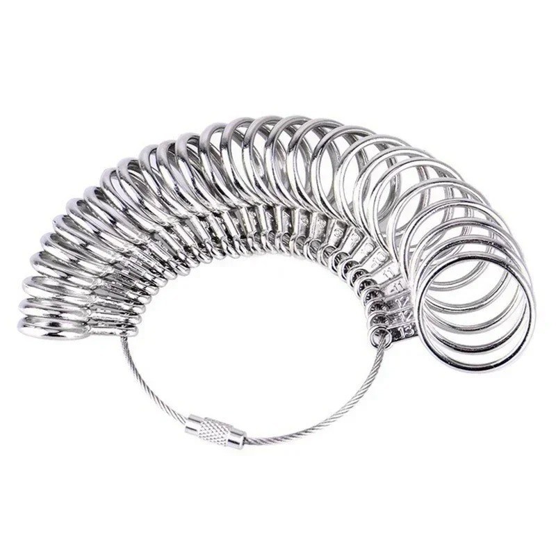 Metal Ring Size Gauges Set Measuring Ring with Mandrel Sizer Finger Sizing HO