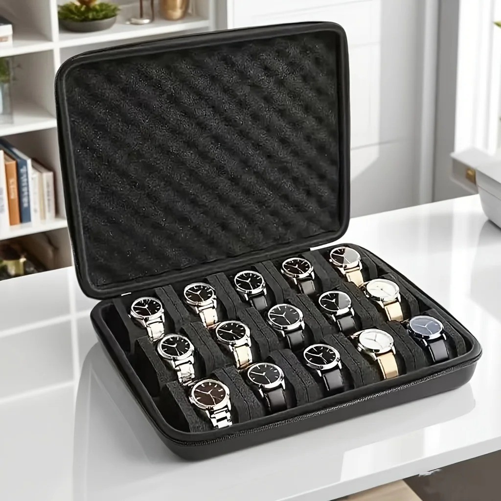 15 Slot Watch Storage Box Organizer Case Portable watch Display Cabinet Holder