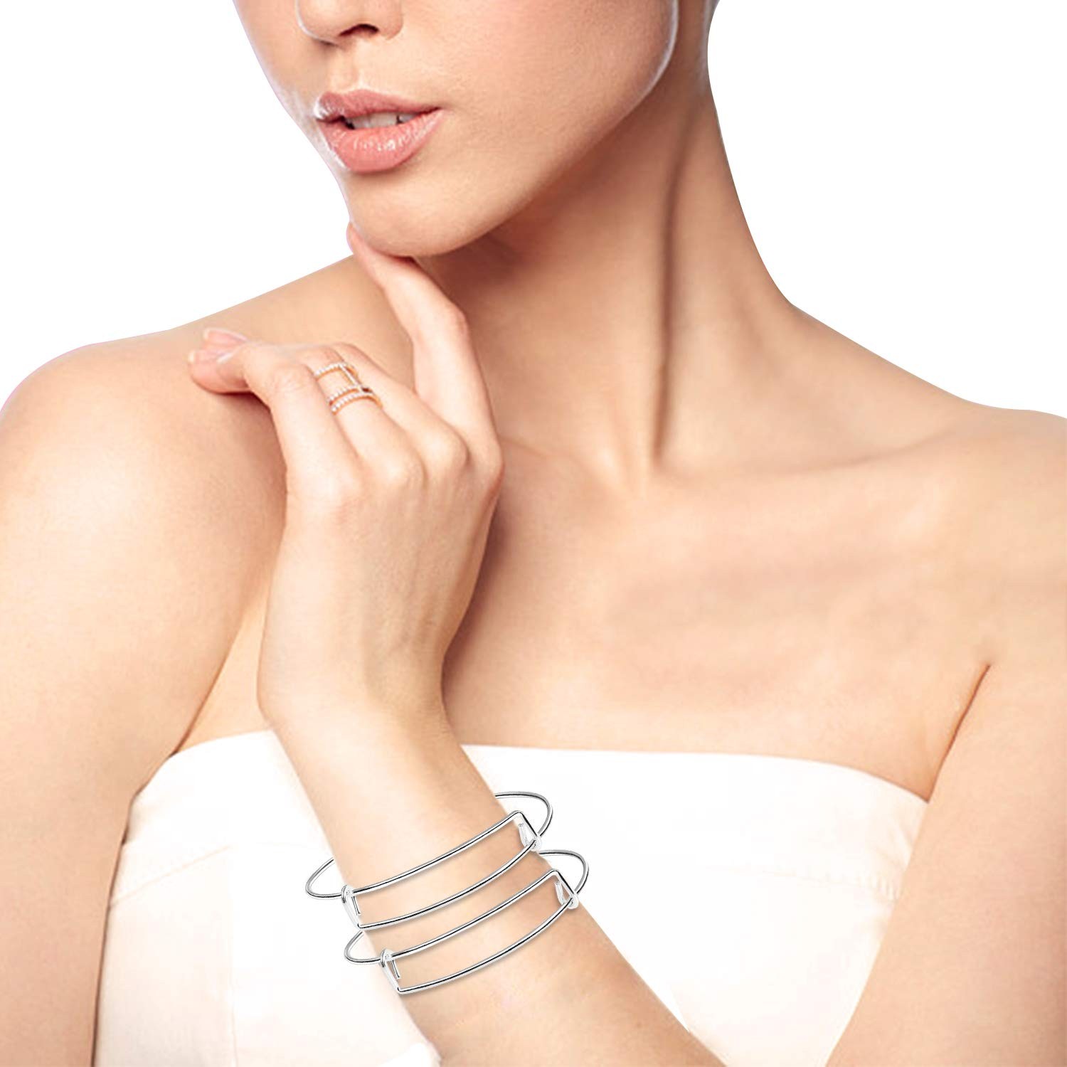 60 Pcs Adjustable Wire Bangle Bracelets for Jewelry Making DIY Gift Bracelets