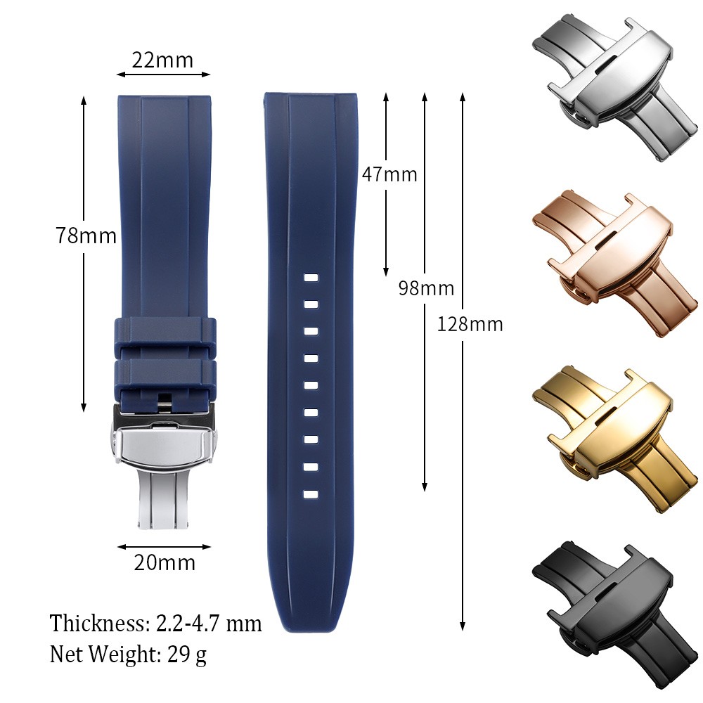 Waterproof Silicone Watch Strap 20mm 22mm 24mm Wrist Band Yellow Rubber Bracelet
