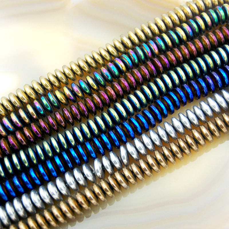 Hematite Gemstone Rondelle Spacer Beads 16″ 3mm 4mm 6mm 8mm 10mm