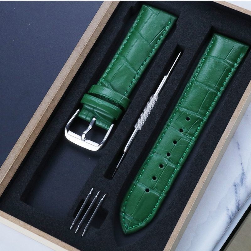 Boxed Quality Genuine Leather Watch Band Crocodile Grain Pin Buckle Strap10-24mm