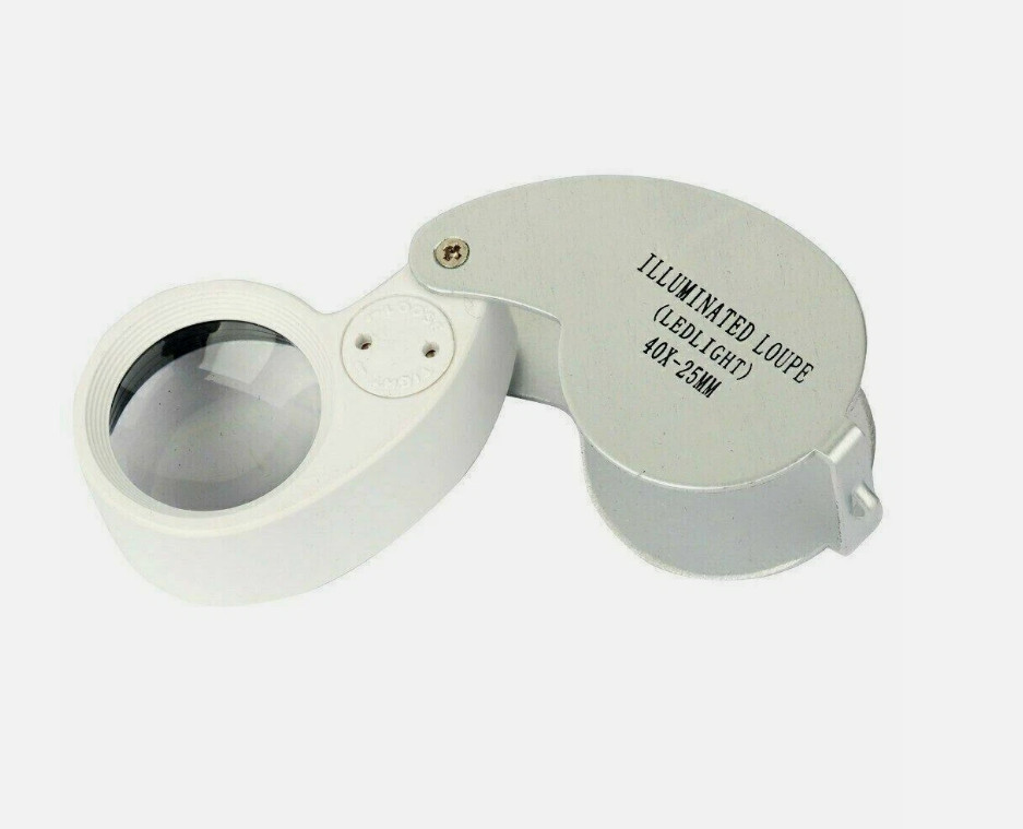 40X Magnifying Loupe Jewelry Eye Glass Magnifier LED Light Jewelers Loop Pocket