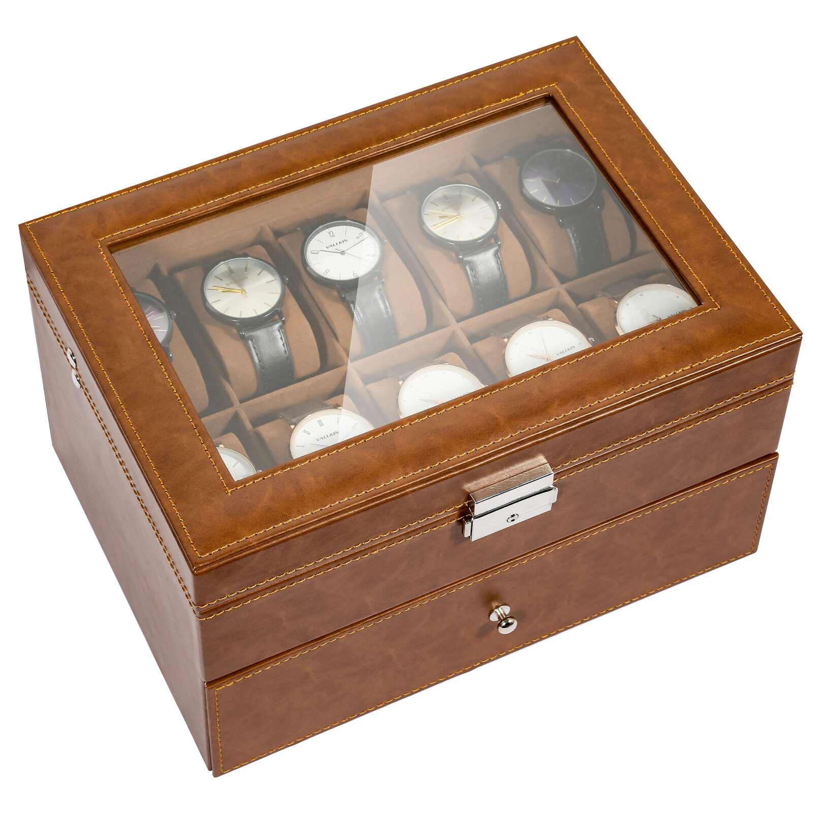 20 Slots Watch Box Watch Case PU Leather Jewelry Storage Display Case Gift