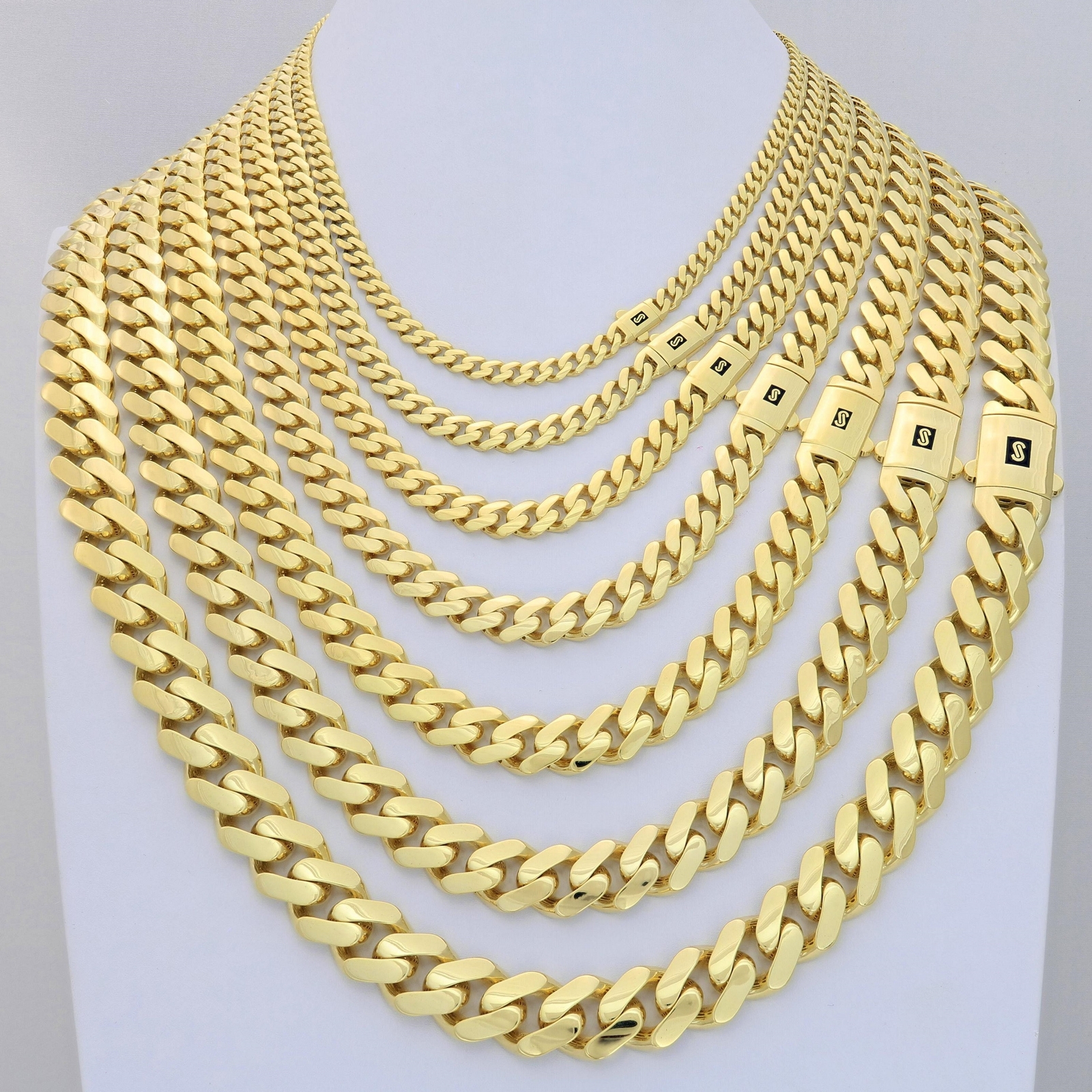 10K Yellow Gold Miami Cuban Royal Monaco Chain 6mm-20mm Necklace Bracelet 7″-30″