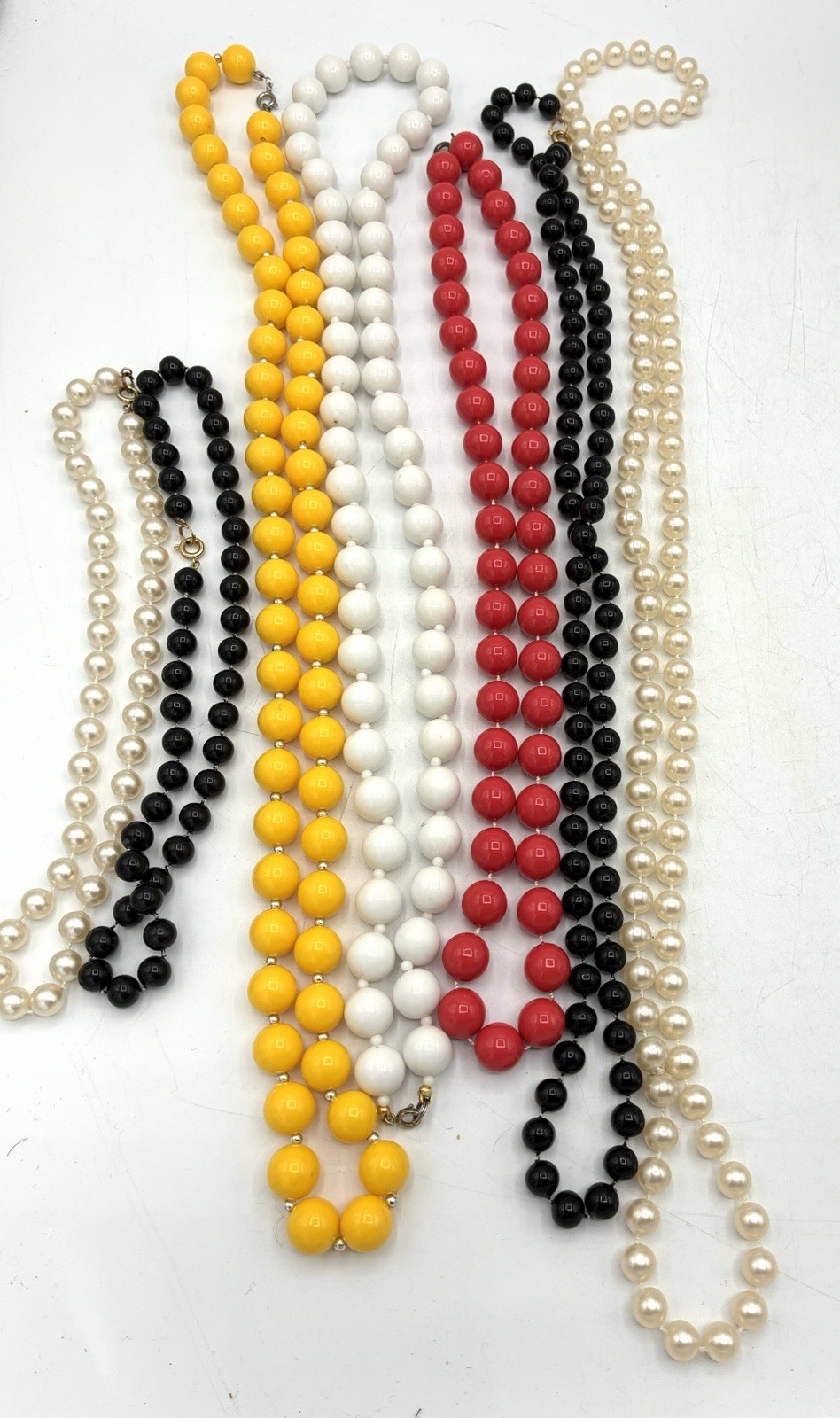 Vintage Rainbow Beaded Necklace Lot 7 Colorful Costume Jewelry 16-30in