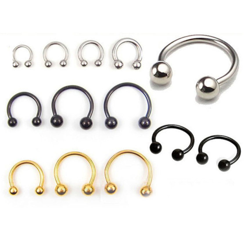 2PCS Stainless Steel EARRINGS Nose Septum Helix Lip Tragus Ring Body Piercing