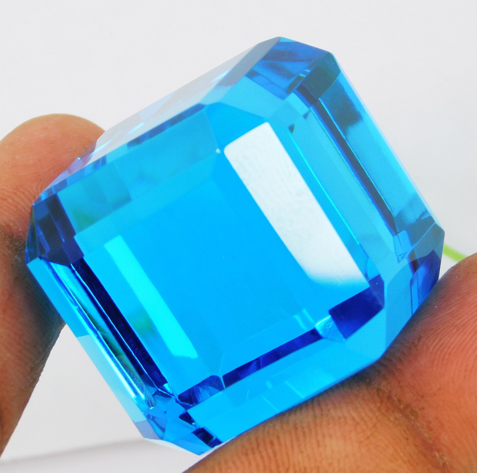 HUGE Natural 300.10 Ct Cube Cut Sky Blue Topaz Certified Loose Gemstone