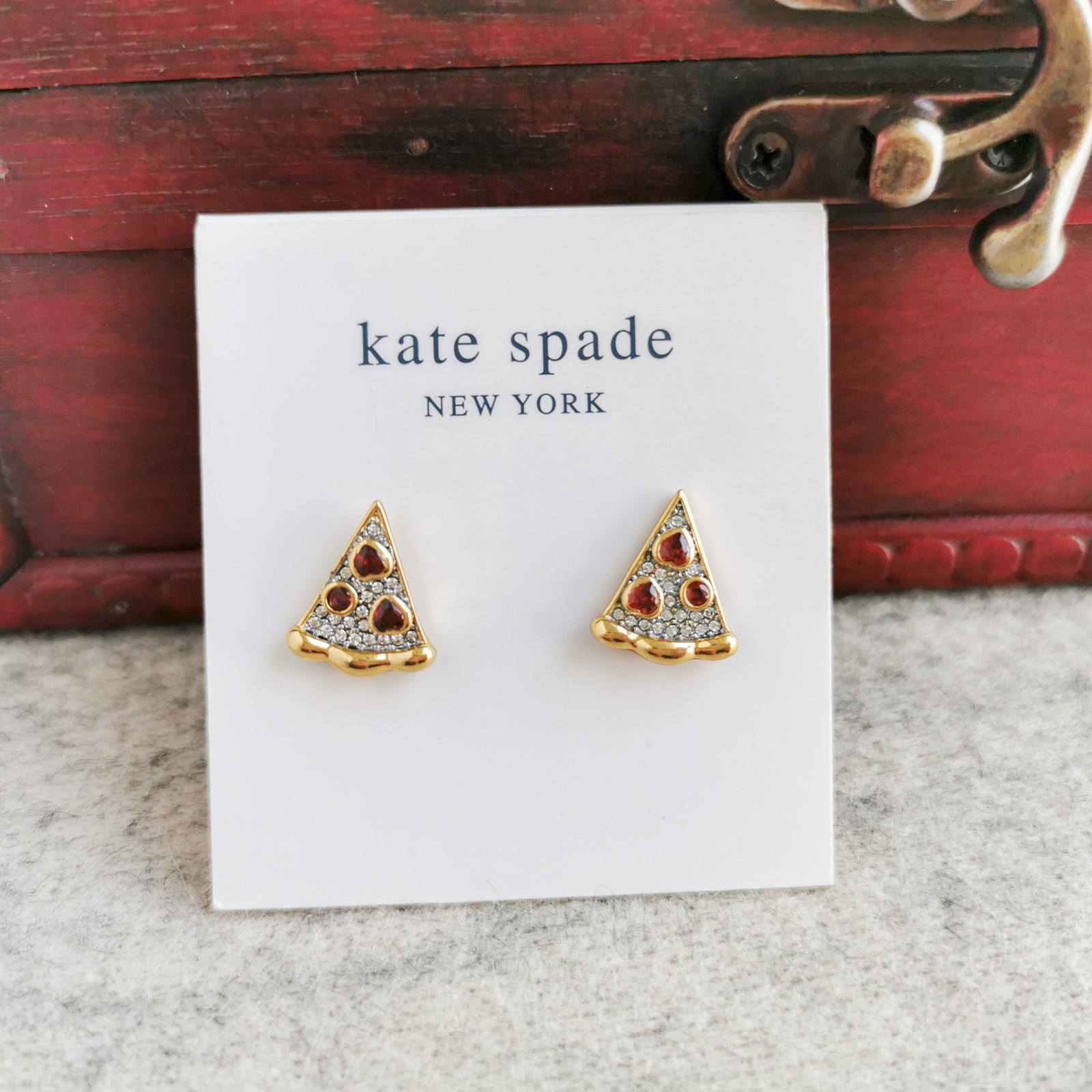 Kate Spade Pizza My Heart Stud Earrings – Gold & Multicolor