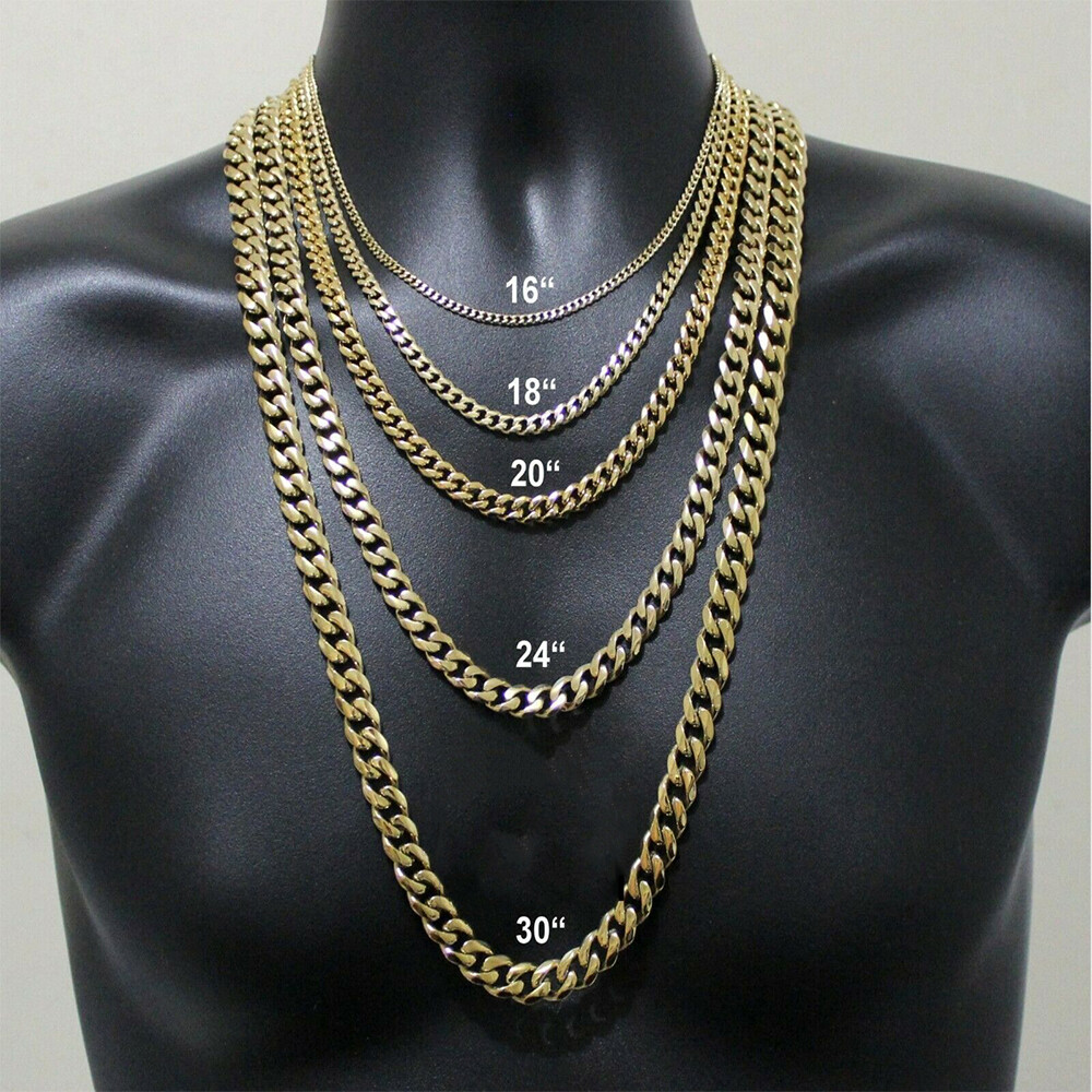 3/5/7/9/11mm Gold Plated Stainless Steel Curb Cuban Chain Necklace/Bracelet Men