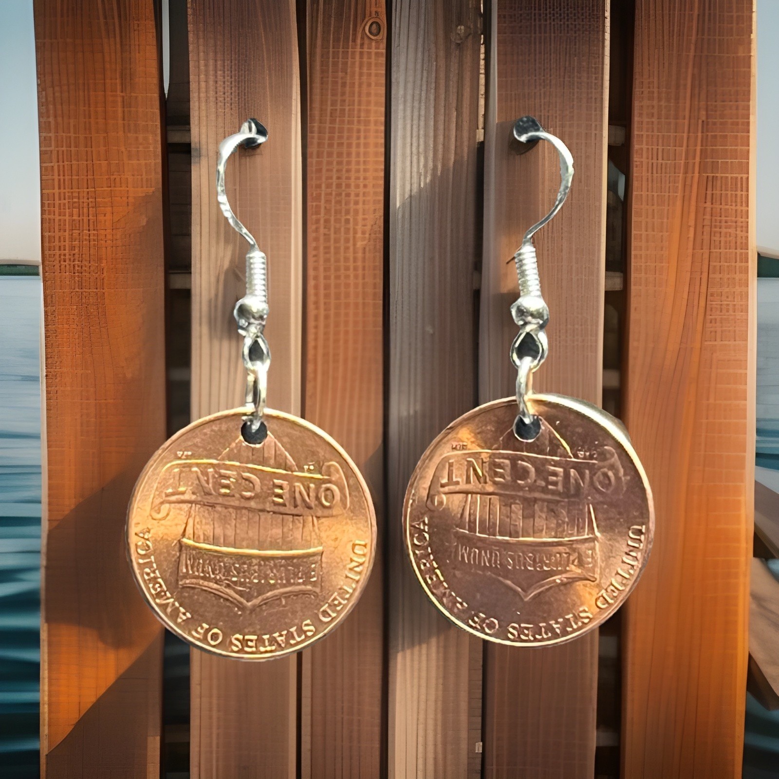 2-2021 Lincoln Penny Coin Nickel-Free Dangle/Drop Hook Earrings, Copper&Silver