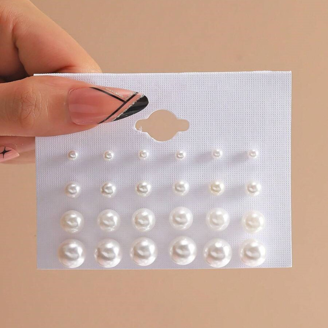 Woman Pearl Earrings Set Resin Faux Personality Premium Luxurious Style (24pcs)