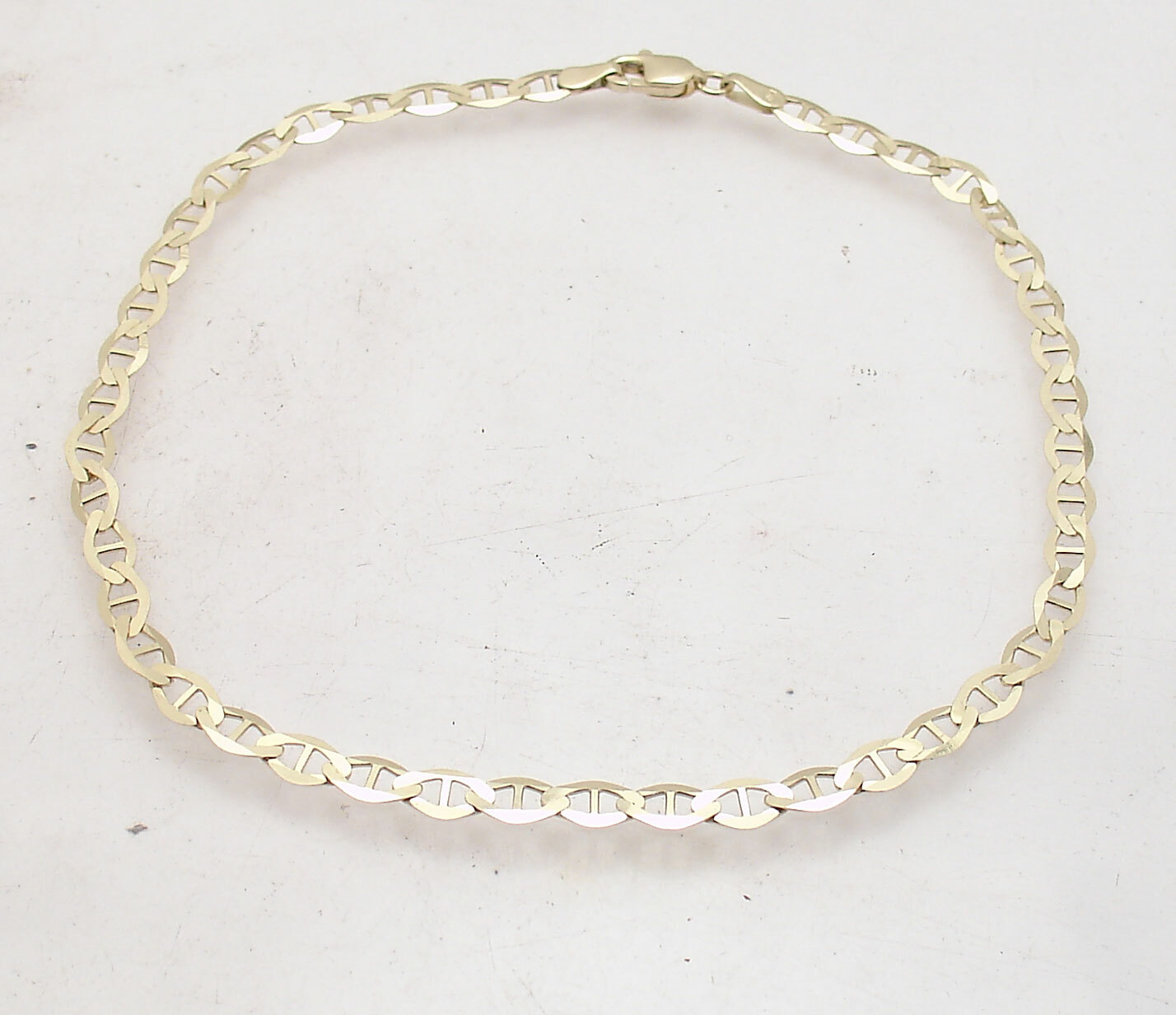 4mm Mariner Anchor Link Chain Ankle Bracelet Anklet Real Solid 10K Yellow Gold