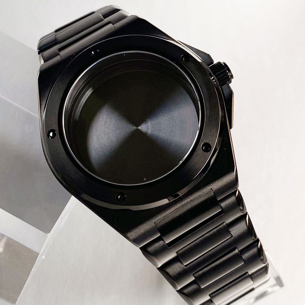 PVD Black 40mm Sapphire Dive Watch Case Dial 20ATM Waterproof Fit NH35 NH36