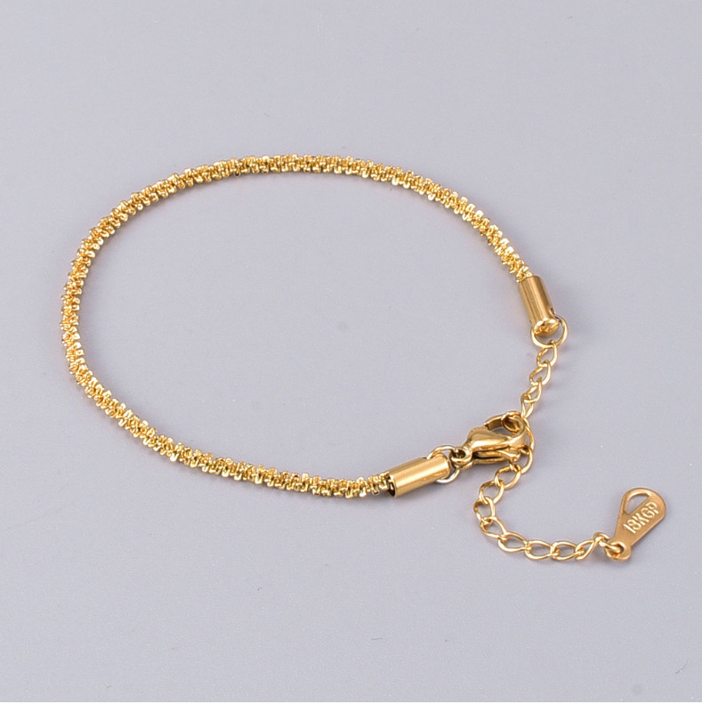 Women 18K Gold Stainless Steel Diamond Cut 2mm Rope Chain Bracelet 8″ Gift PE46