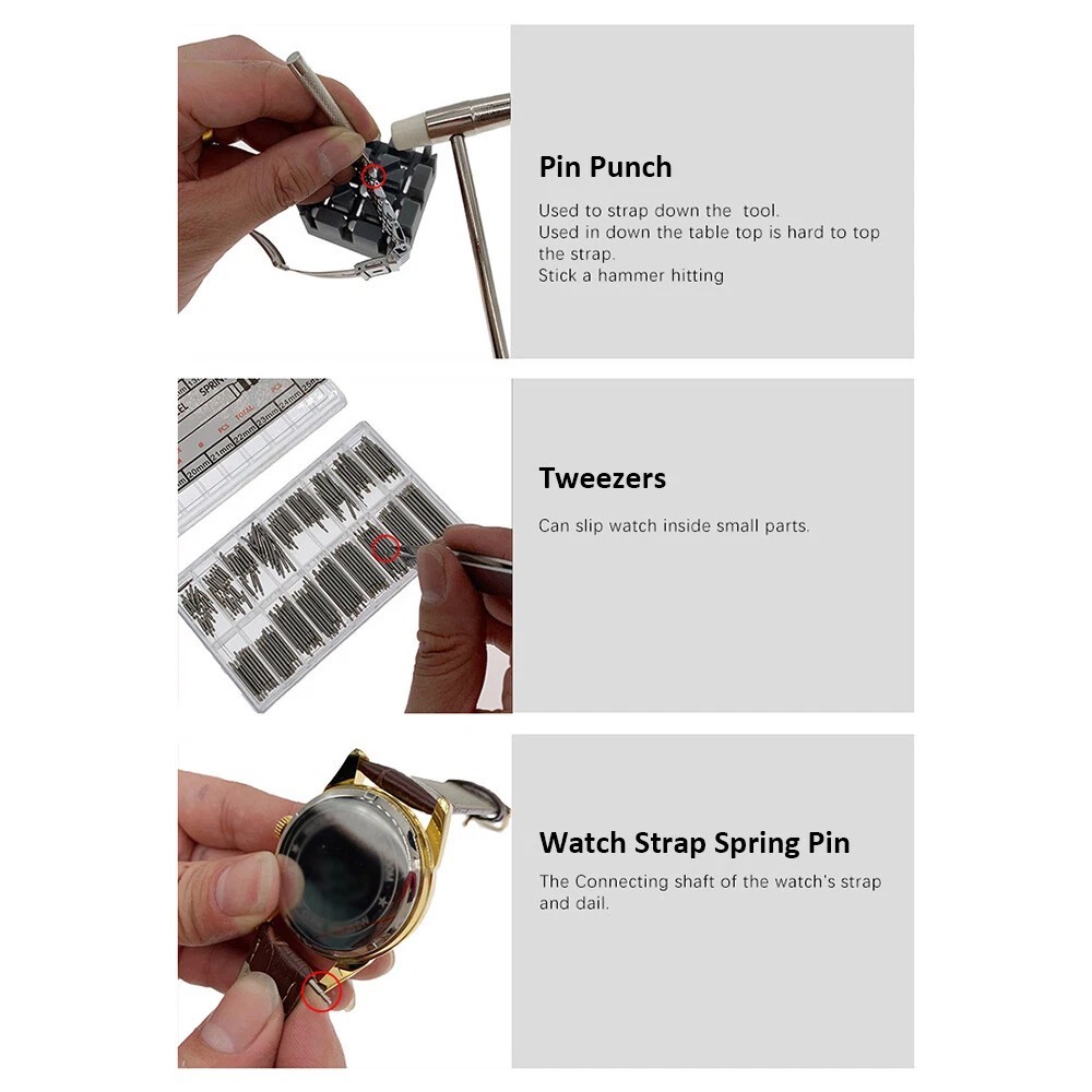 147 Pcs Watch Repair Kit Watchmaker Back Case Remover Opener Link Pin Spring Bar