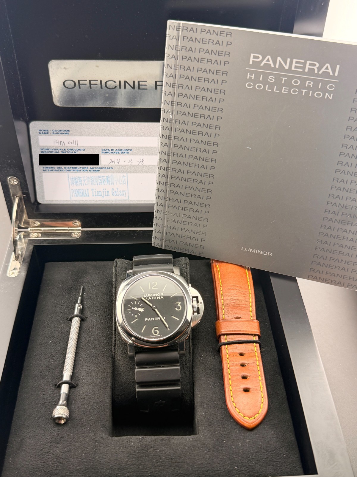 2014 Panerai Luminor Marina Pam111 – PAM00111 Box Dated Card (Papers)
