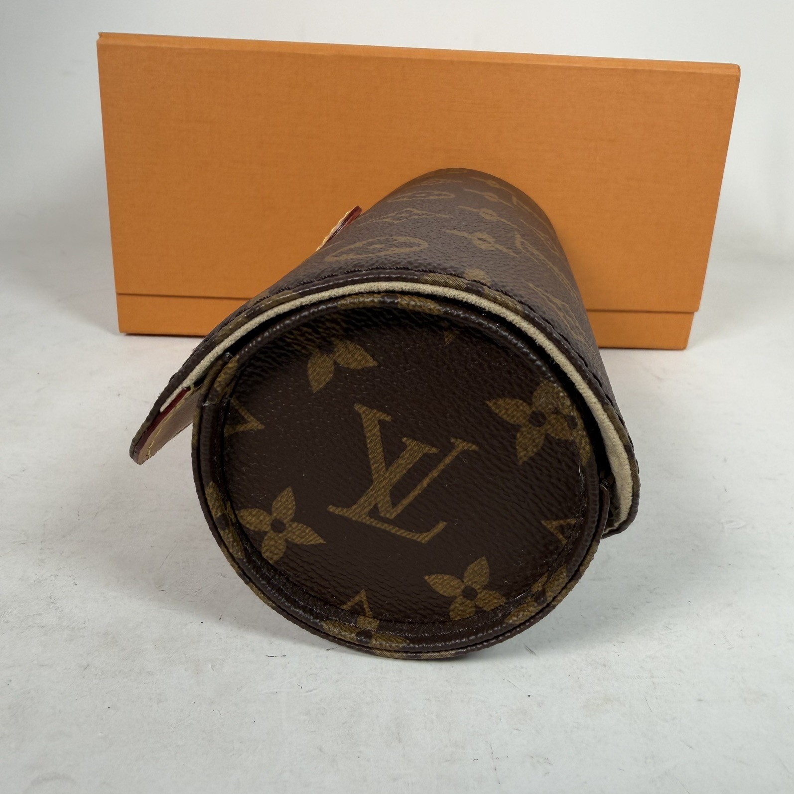Louis Vuitton Monogram Leather Watch Case Brown Beige M47530 1-3 Watches