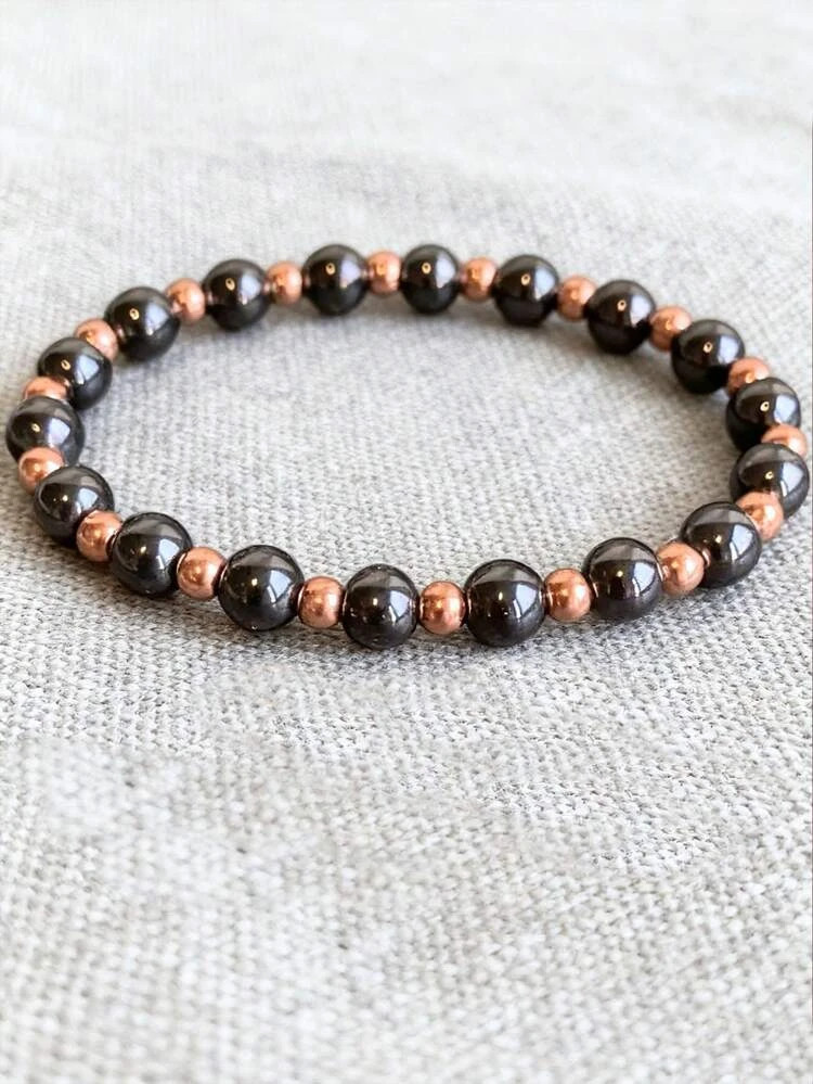 Genuine Copper Magnetic Hematite Stretch Bracelet Healing Protective Grounding