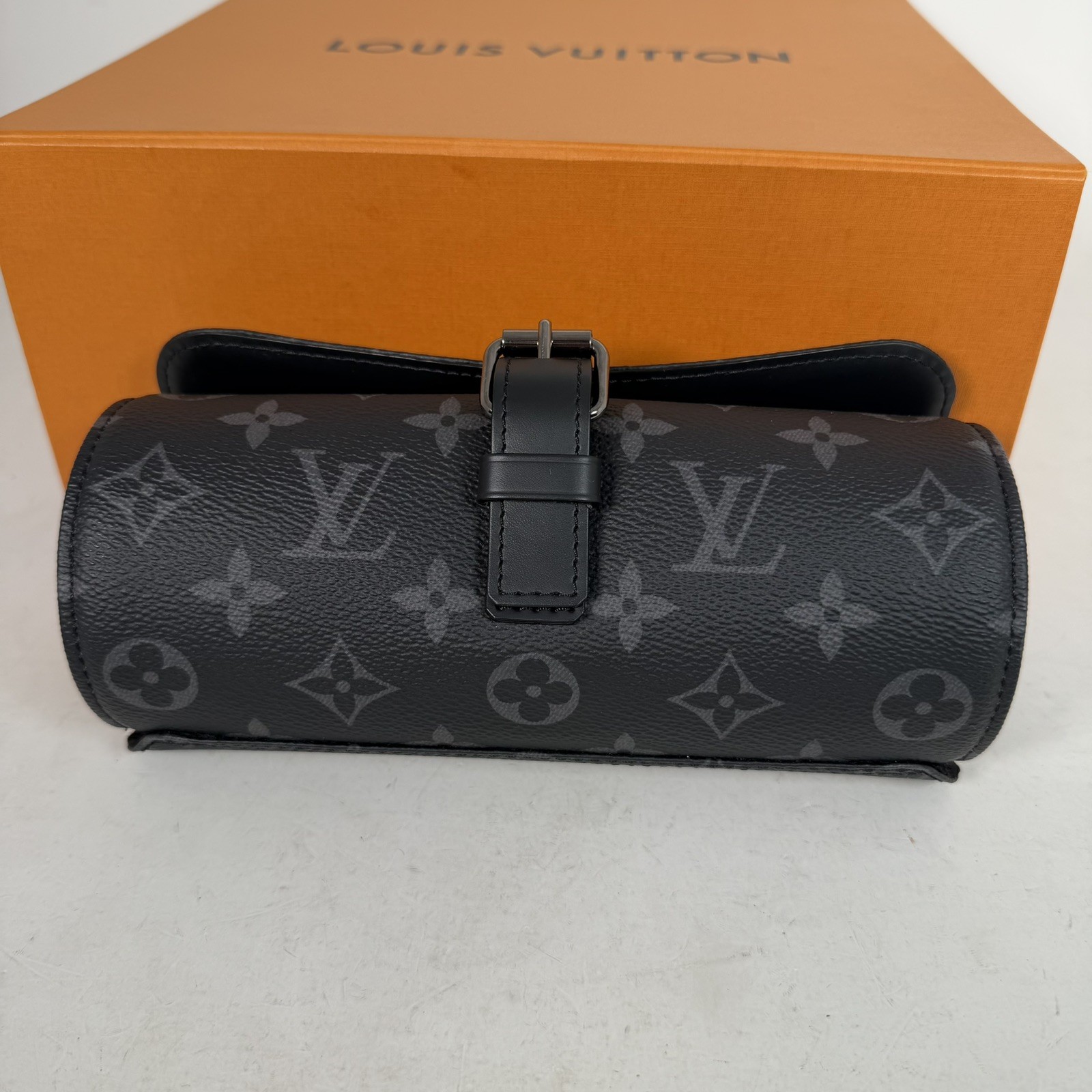 Louis Vuitton Monogram Eclipse 3 Watch Case M43385 Black Authentic