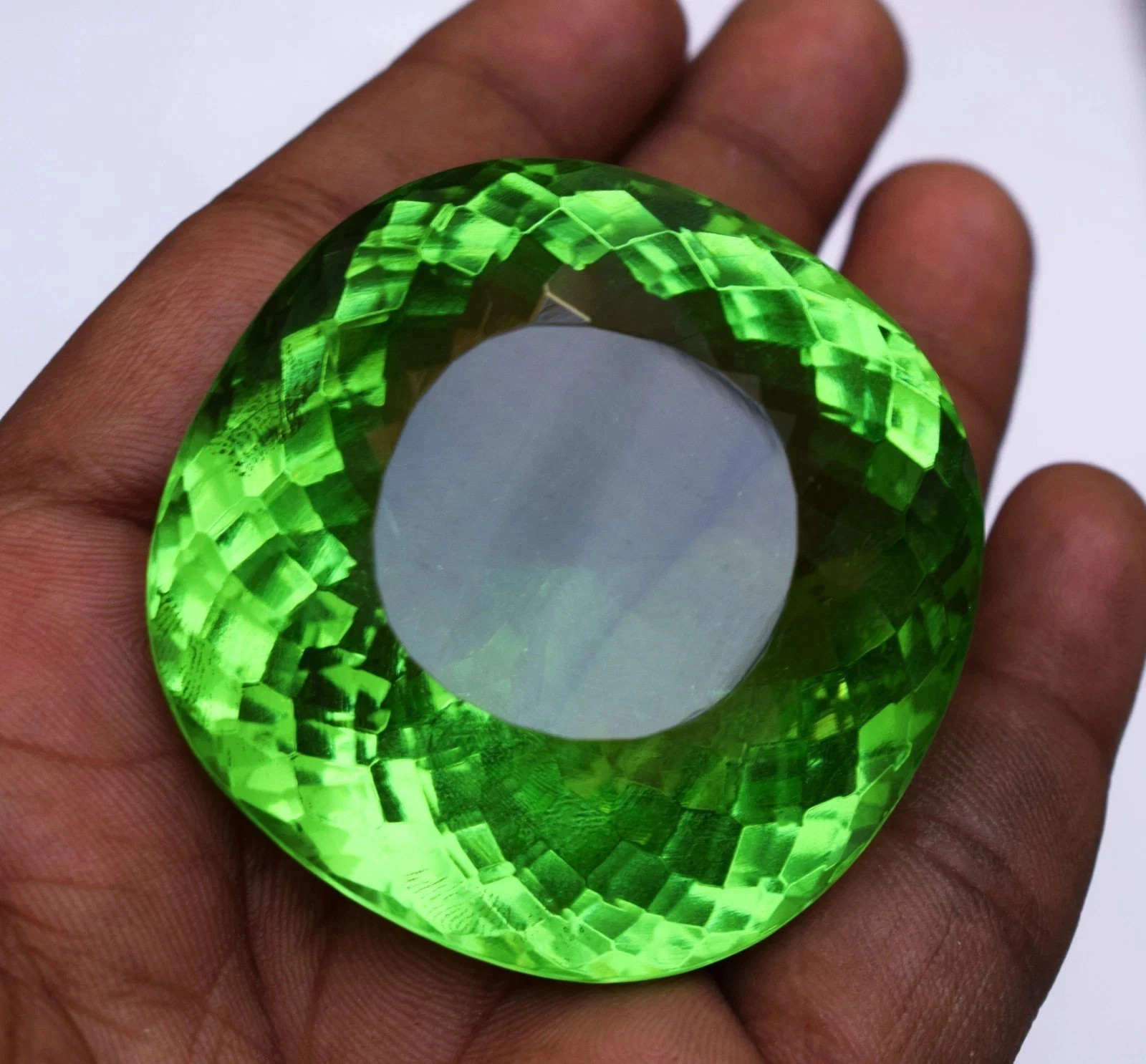 460 Ct Flawless Green Peridot Square Cushion Cut Stunning Certified Loose Gem