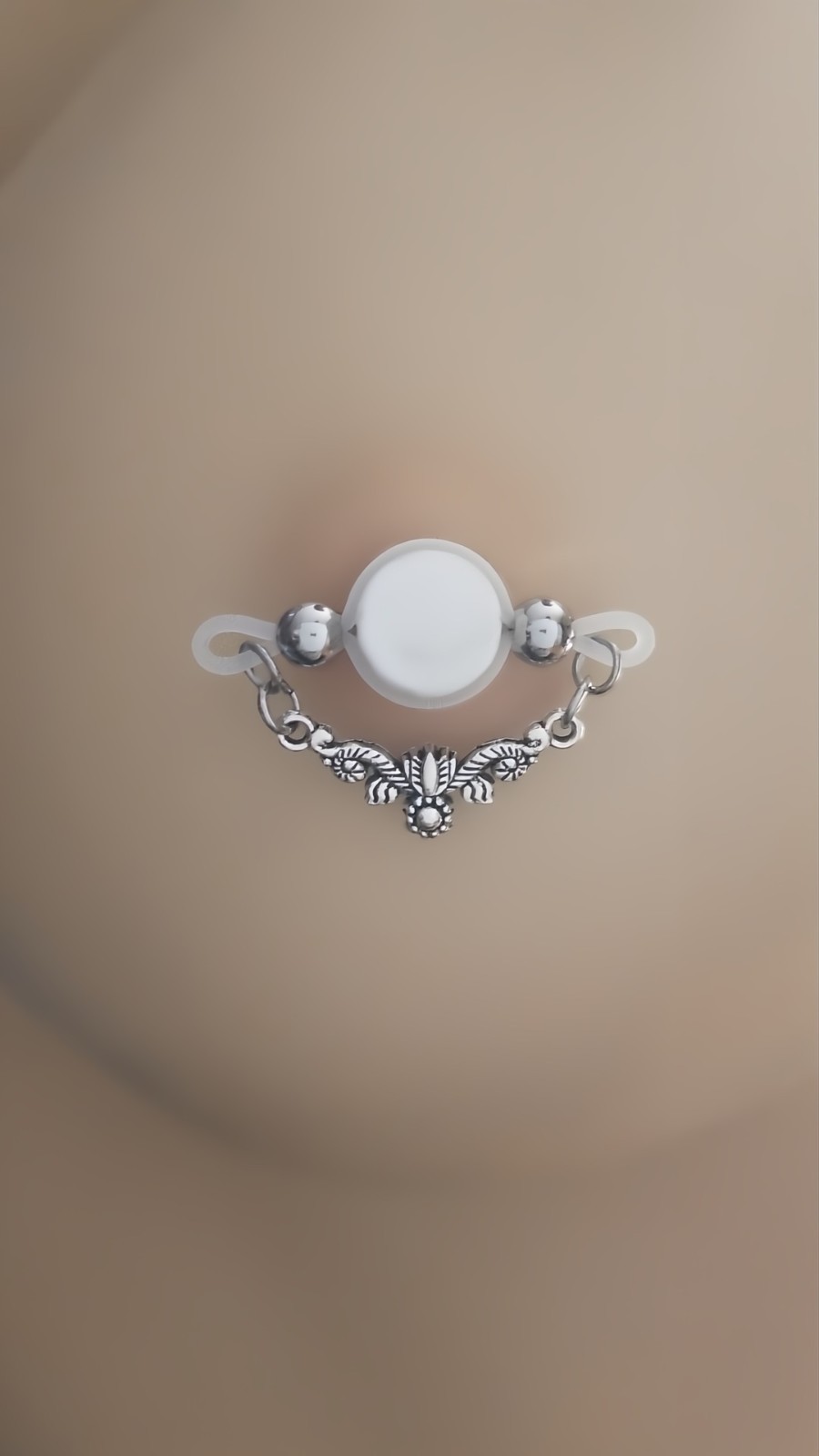 Filigree Fake Barbell – Fake Piercing- None Piercing Nipple Jewelry – b-115