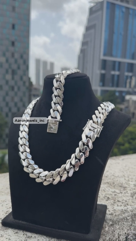 Men’s Miami PLAIN Cuban 20mm x 26″ LINK Chain 925 Sterling Silver ITALIAN LOCK