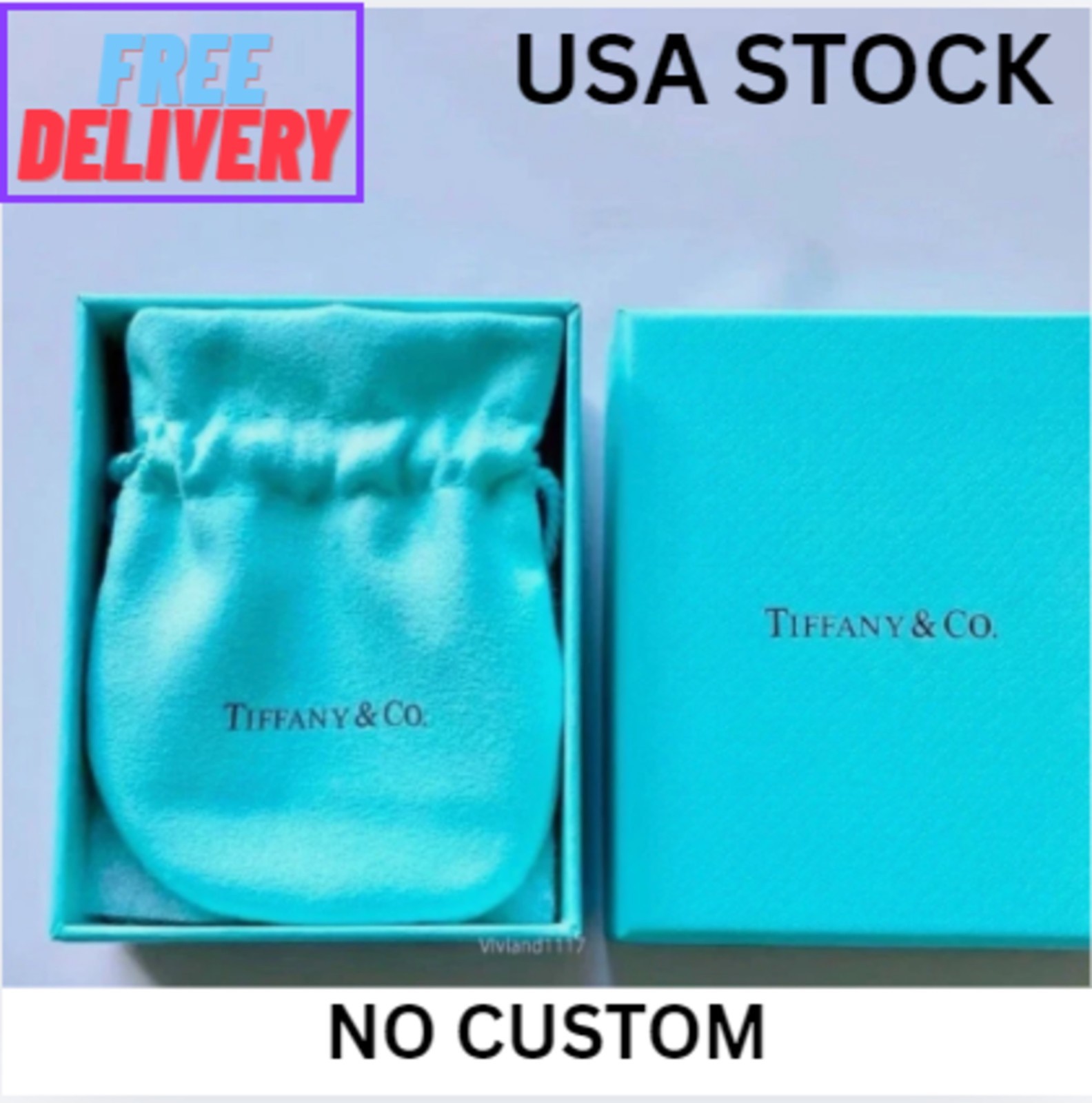 Tiffany & Co Empty 3.75″ x 3″ x 1.5″ Blue Gift Box/Travel Pouch 2pc set