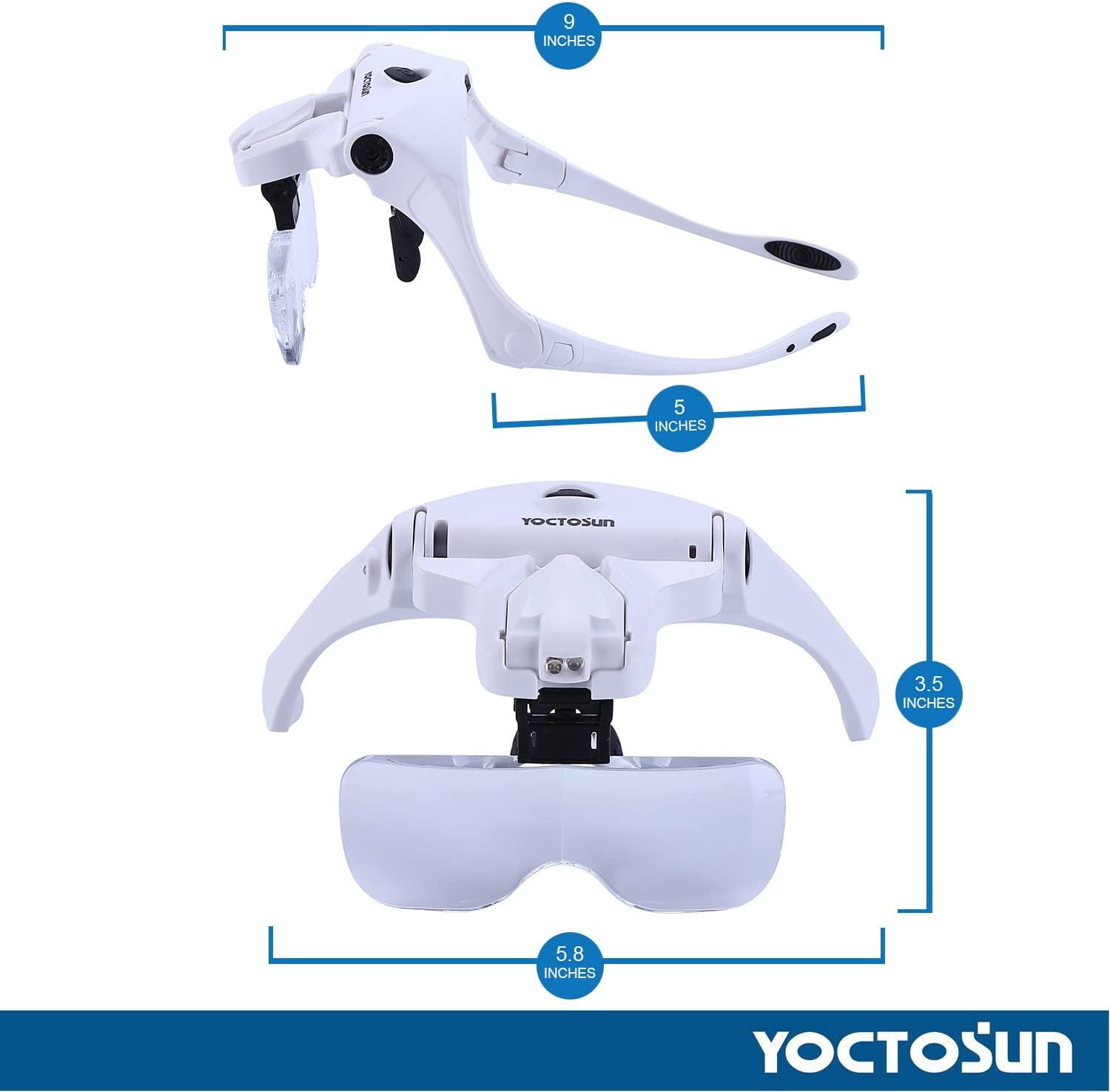 Magnifying Glasses with Light, Head Mount Magnifier with 5 Lenses, Headband, Sto