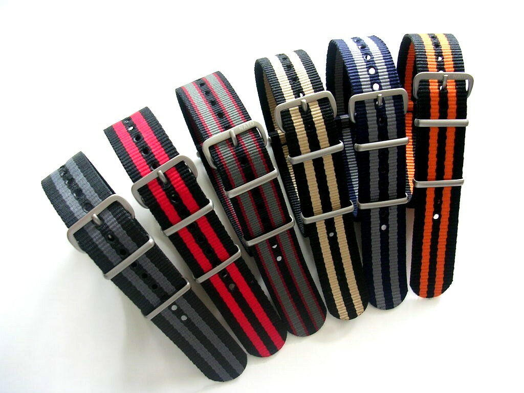 16mm Black NATO G10® nylon Military watch band bond stitch IW SUISSE 18 20 22 24
