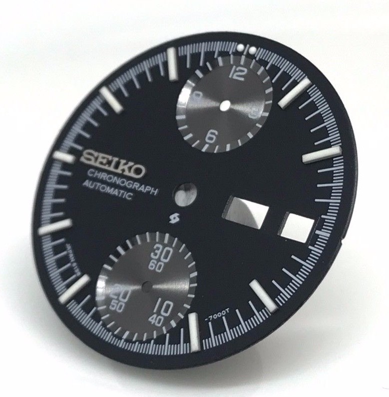 Dial for Seiko Chronograph Watch 6138 7000 Slide Rule Chrono Calculator Black