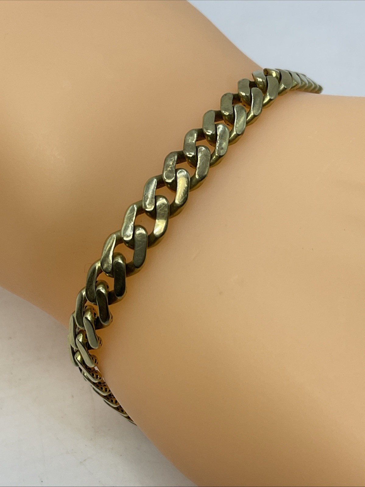 MONACO CHAIN CLASSIC Bracelet 10K Yellow Gold Diamond Cut CUBAN Link UNISEX 6.9g