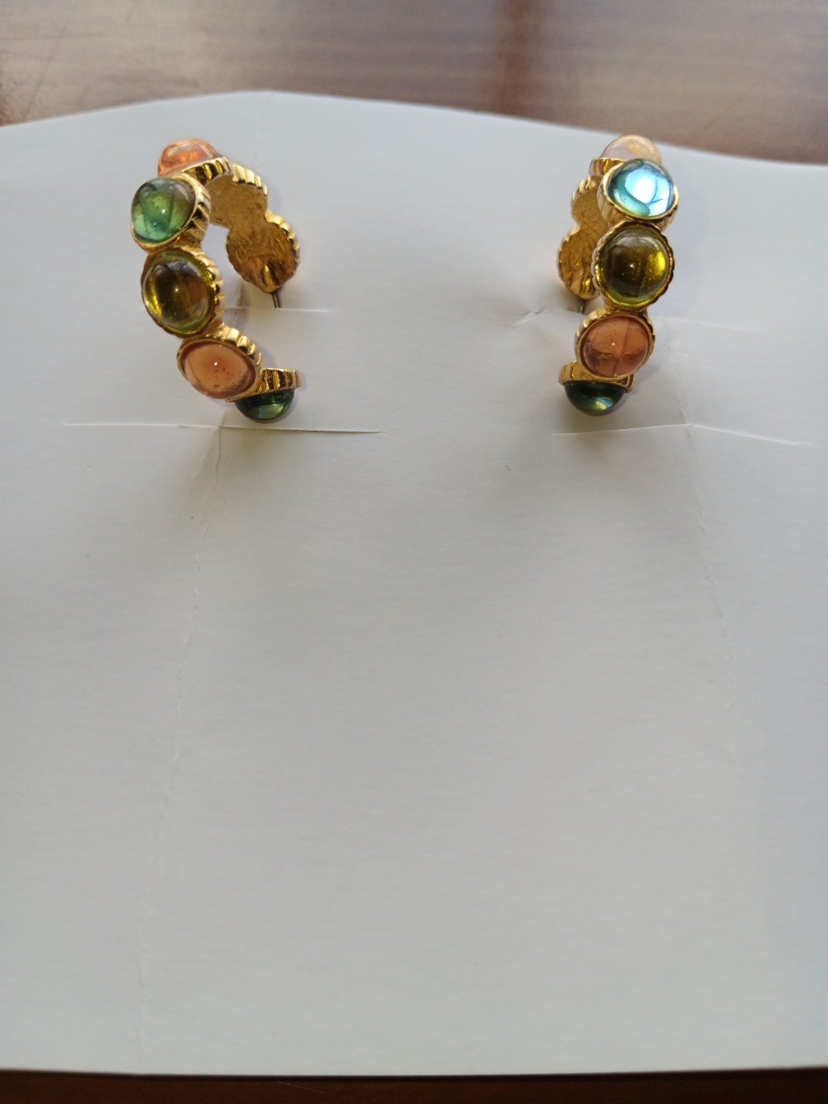 Stud Hoop Earrings With Multicolor Gemstones