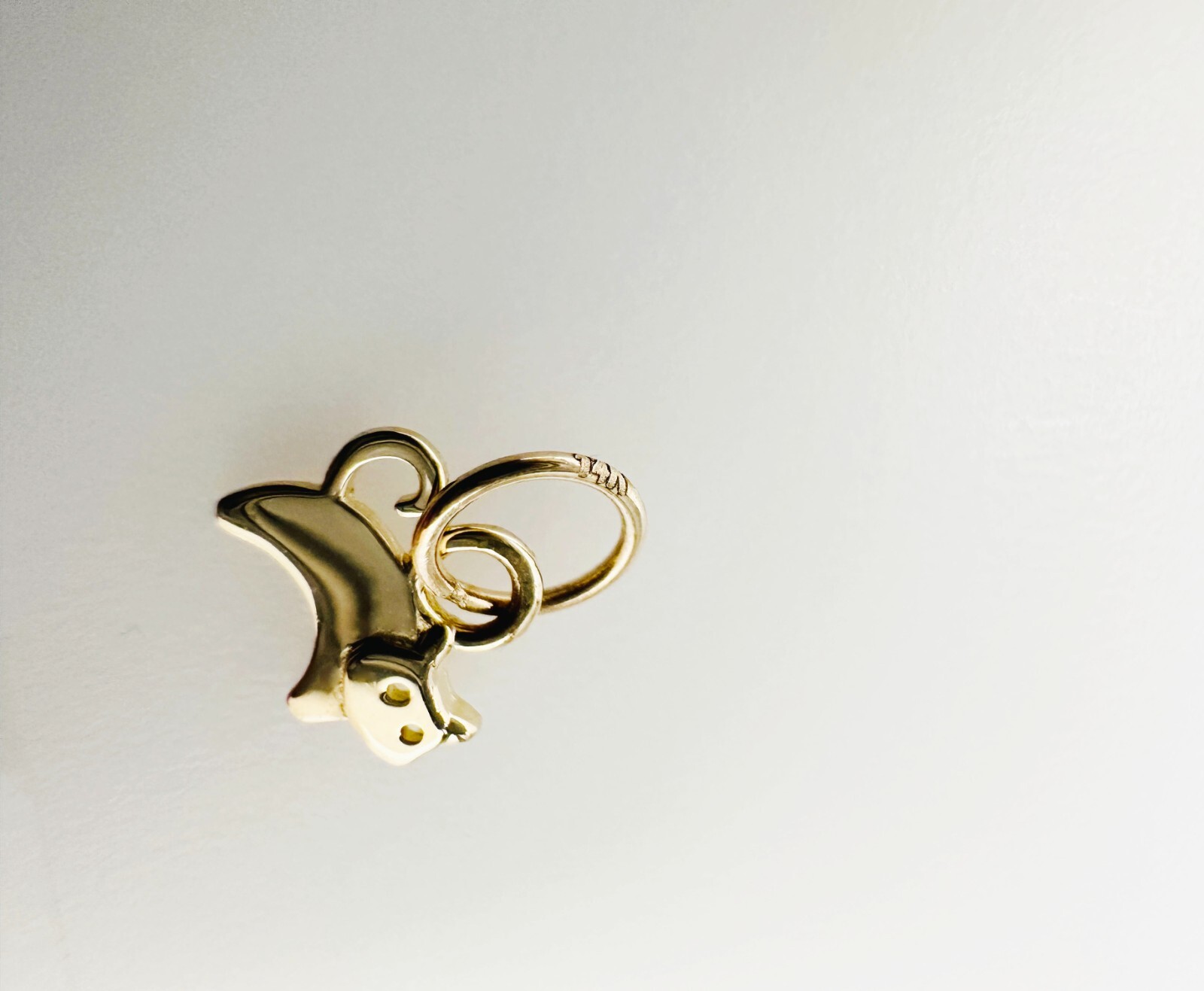 14K Solid Yellow Gold Teeny Tiny – Very Small Kitty Cat Charm Pendant 9x6mm