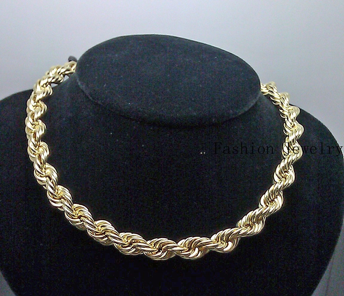 10k Real Yellow Gold Rope Chain 10mm 28 Inch Necklace diamond cut