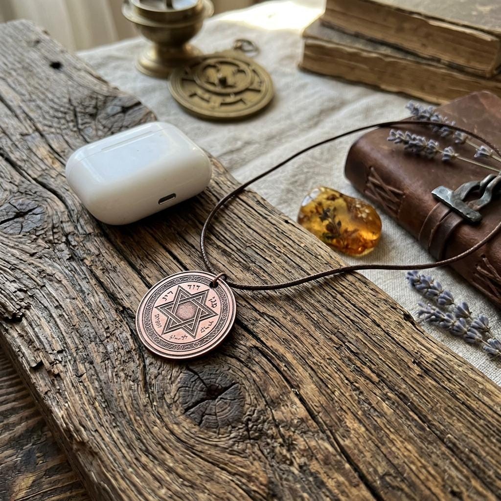 Pure Copper Spiritual Seal of Solomon Necklace – Handmade Boho Gift