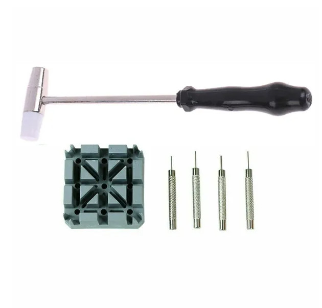 Watch Repair Band Link Remover Tool Kit – Hammer Punch Pins Watch Strap Holder