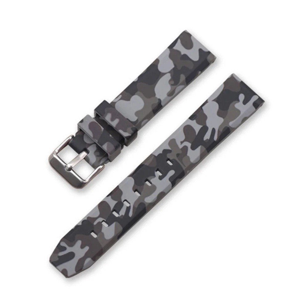 20mm 22mm 24mm Quick Fit Camouflage Silicone Watch Band Strap For Samsung Garmin
