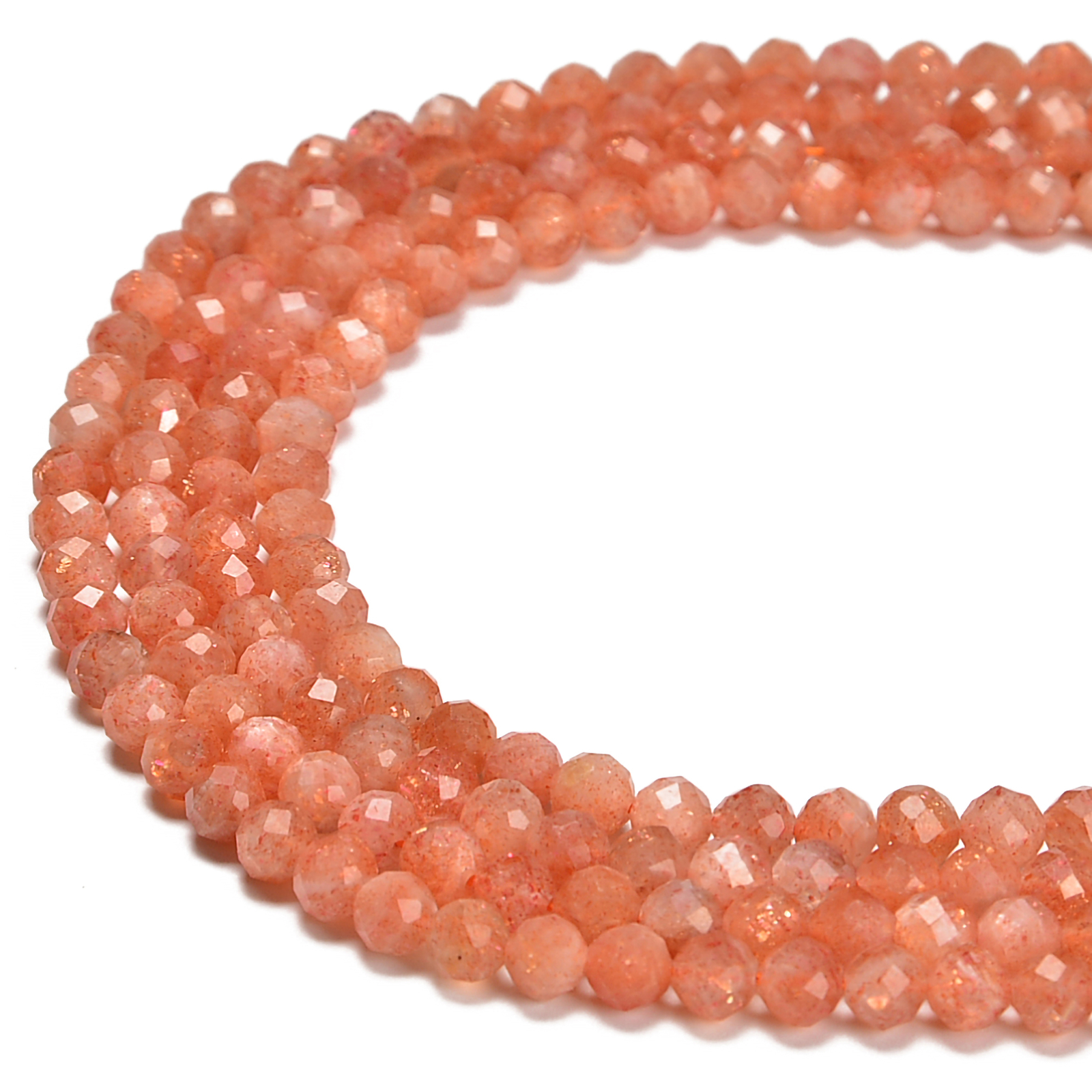 Natural Sunstone Lepidocrocite Faceted Round Beads 2.5mm 4mm 5mm 15.5″ Strand
