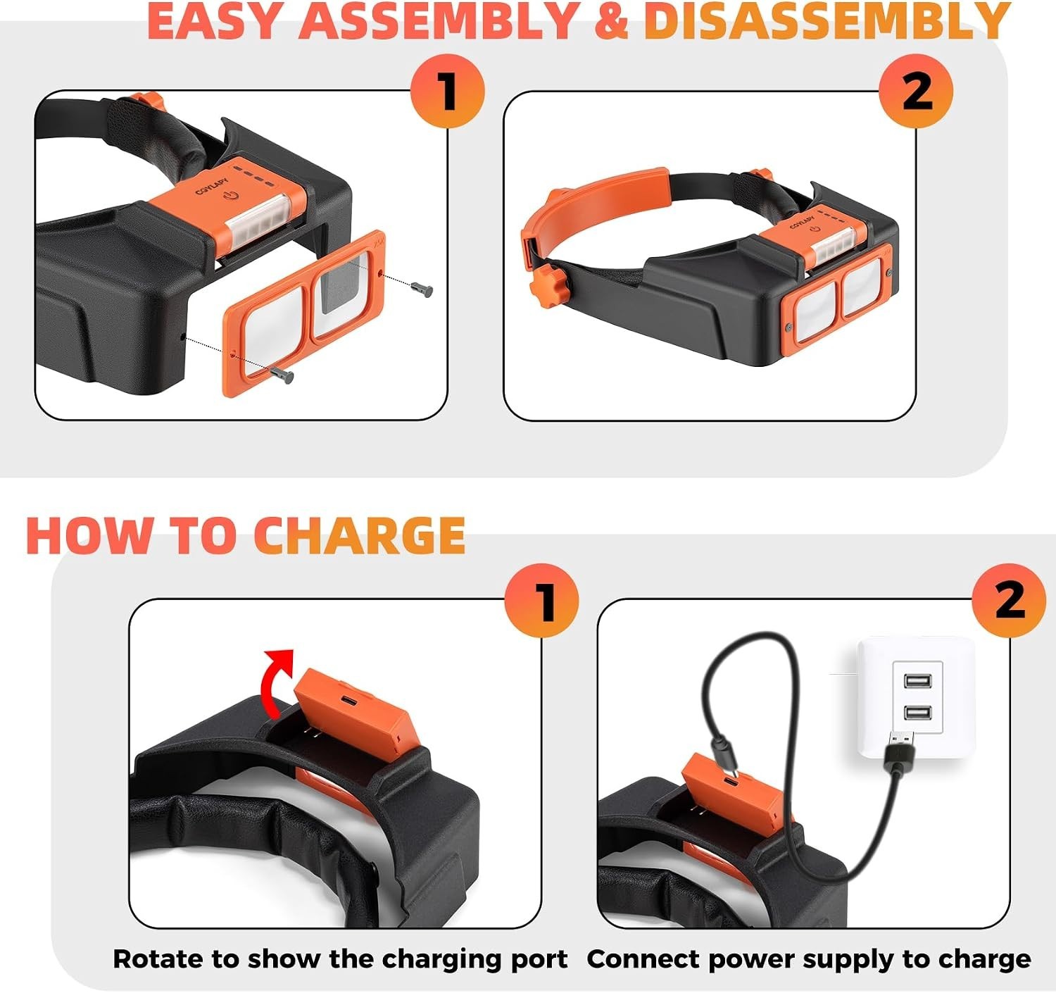 Headband Magnifier with Light Jeweler Magnifying Glass Loupe Visor Optivisor NEW