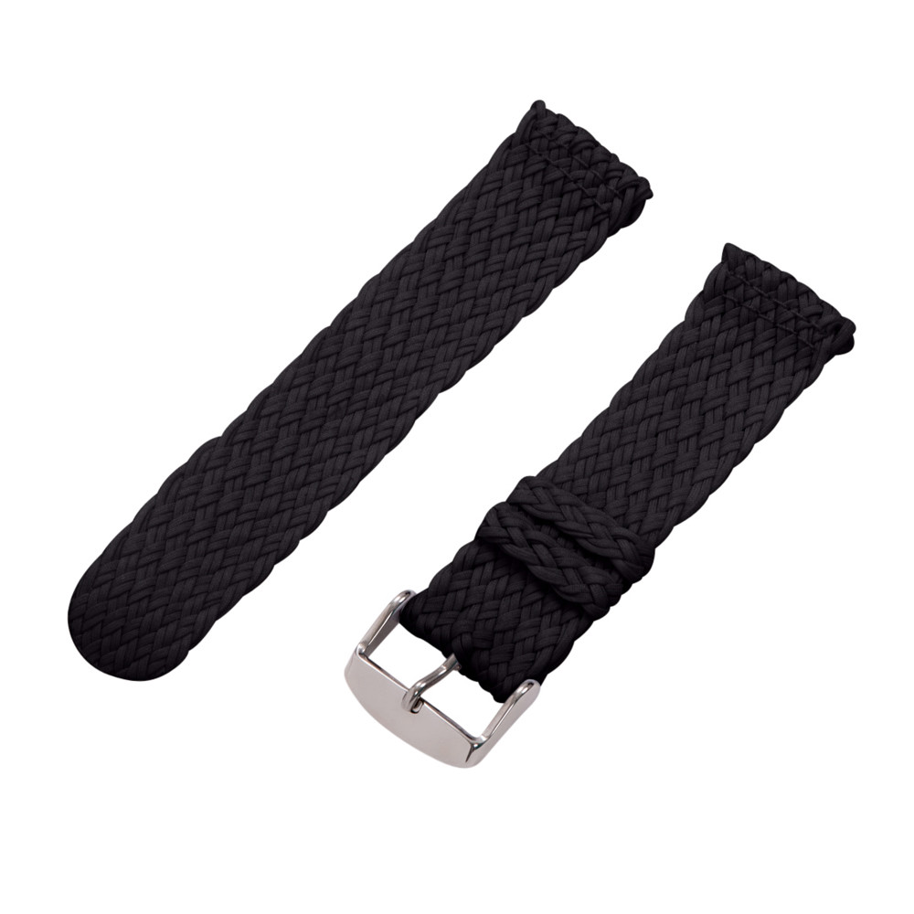 2 Piece Perlon Double Braided Nylon SS Watch Bands