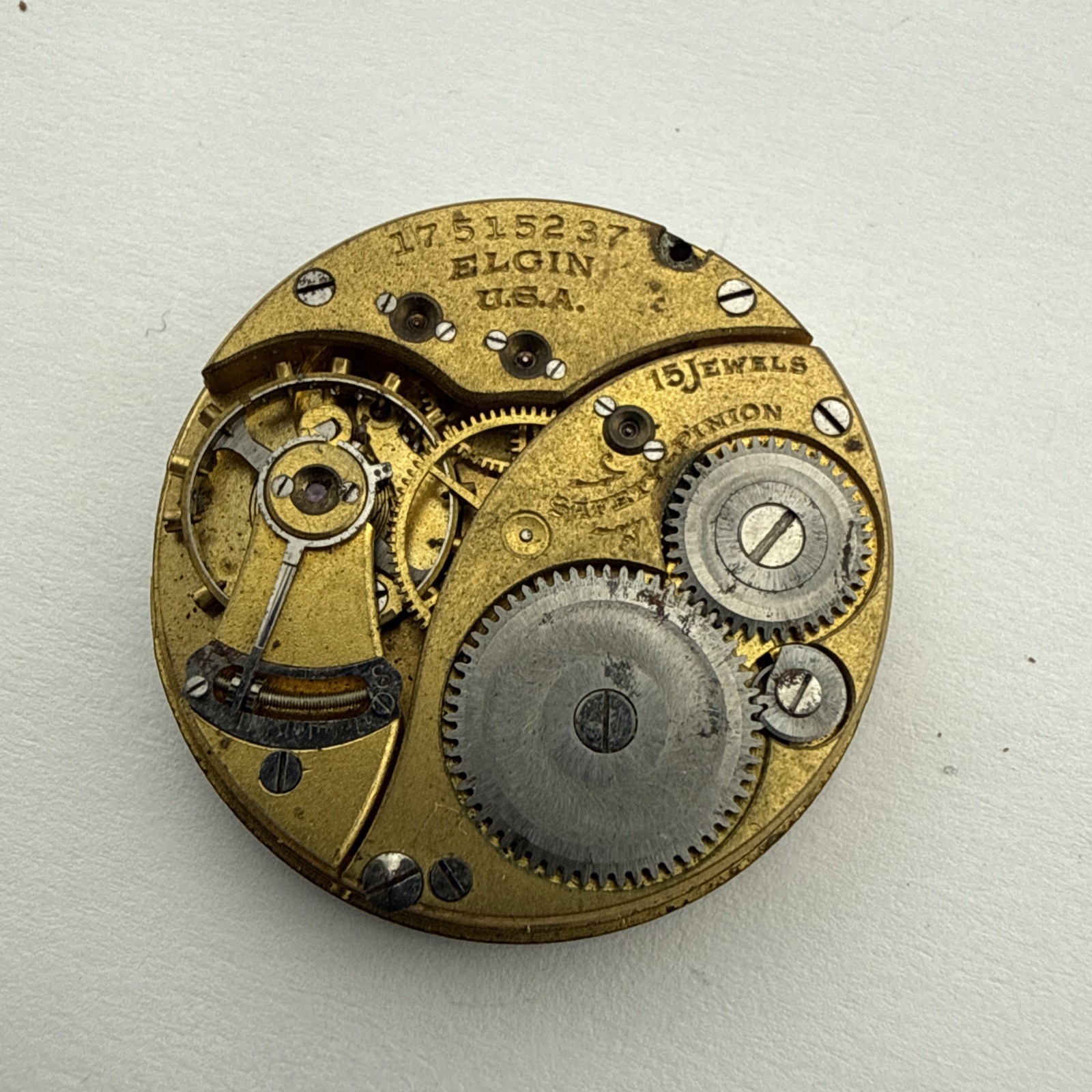 Elgin 0s 15J Grade 377 HC Pocket Watch Movement Parts Repair – As Is